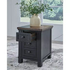 Signature Design by Ashley Wildenauer 3 Drawer Chair Side End Table with USB Charging, Black