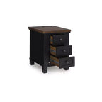Signature Design by Ashley Wildenauer 3 Drawer Chair Side End Table with USB Charging, Black