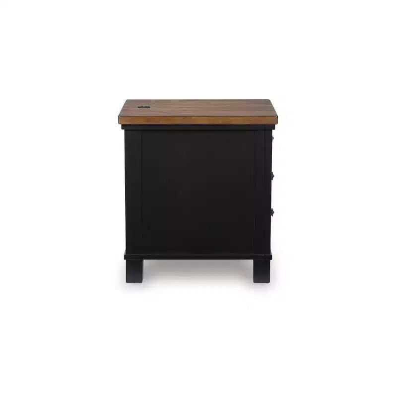 Signature Design by Ashley Wildenauer 3 Drawer Chair Side End Table with USB Charging, Black