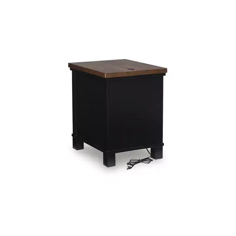 Signature Design by Ashley Wildenauer 3 Drawer Chair Side End Table with USB Charging, Black