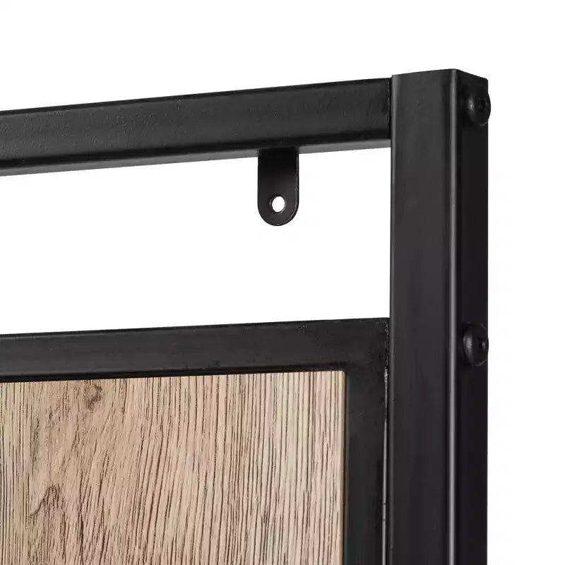 eHemco Metal and Wood Entryway Hall Tree and Coat Rack for Living Room and Hallway, with Storage Bench and 7 Hooks