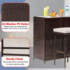 BestMassage Wicker Patio Furniture 3 Piece Rattan Table and Chairs