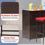 BestMassage Wicker Patio Furniture 3 Piece Rattan Table and Chairs