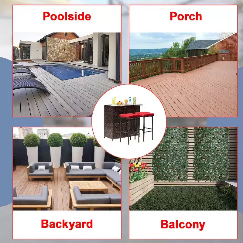 BestMassage Wicker Patio Furniture 3 Piece Rattan Table and Chairs
