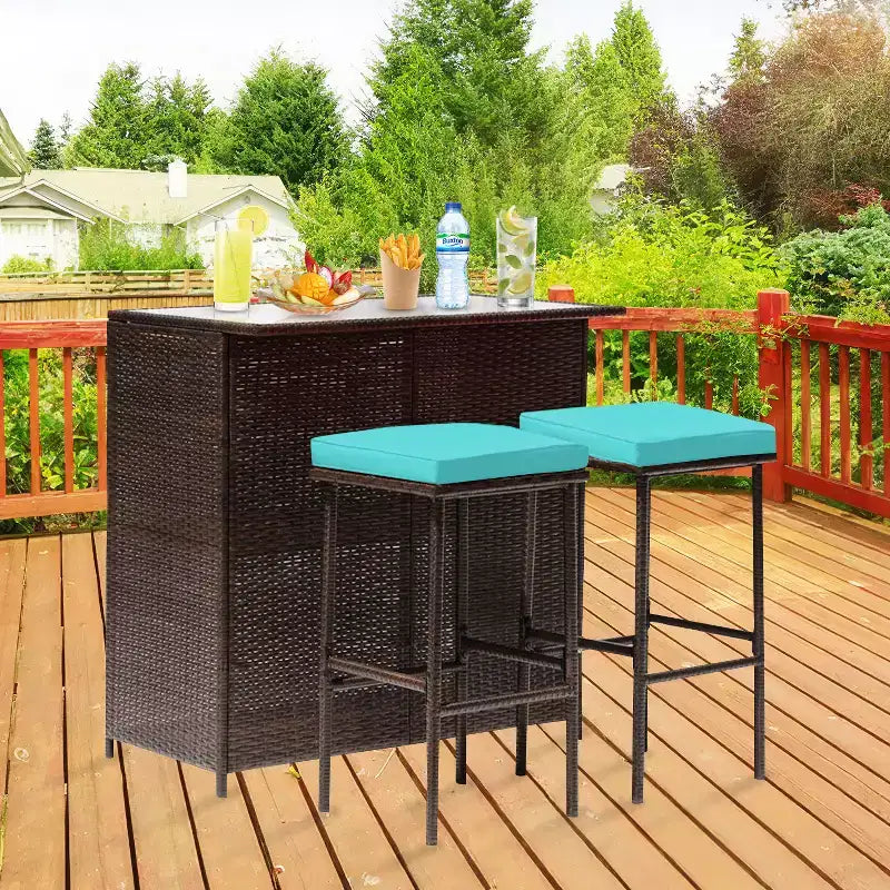 BestMassage Wicker Patio Furniture 3 Piece Rattan Table and Chairs