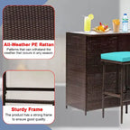 BestMassage Wicker Patio Furniture 3 Piece Rattan Table and Chairs