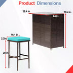 BestMassage Wicker Patio Furniture 3 Piece Rattan Table and Chairs