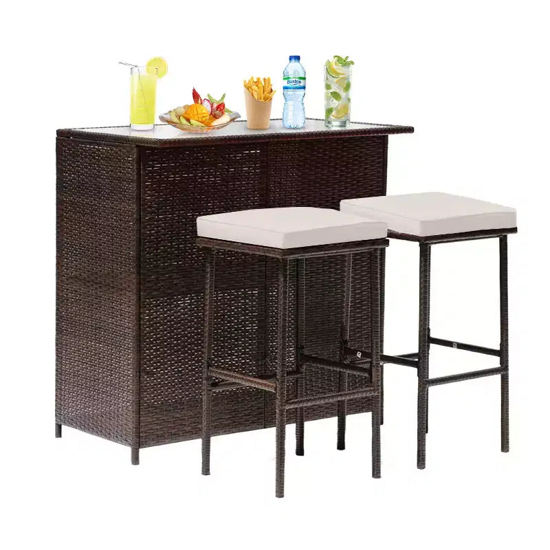 BestMassage Wicker Patio Furniture 3 Piece Rattan Table and Chairs