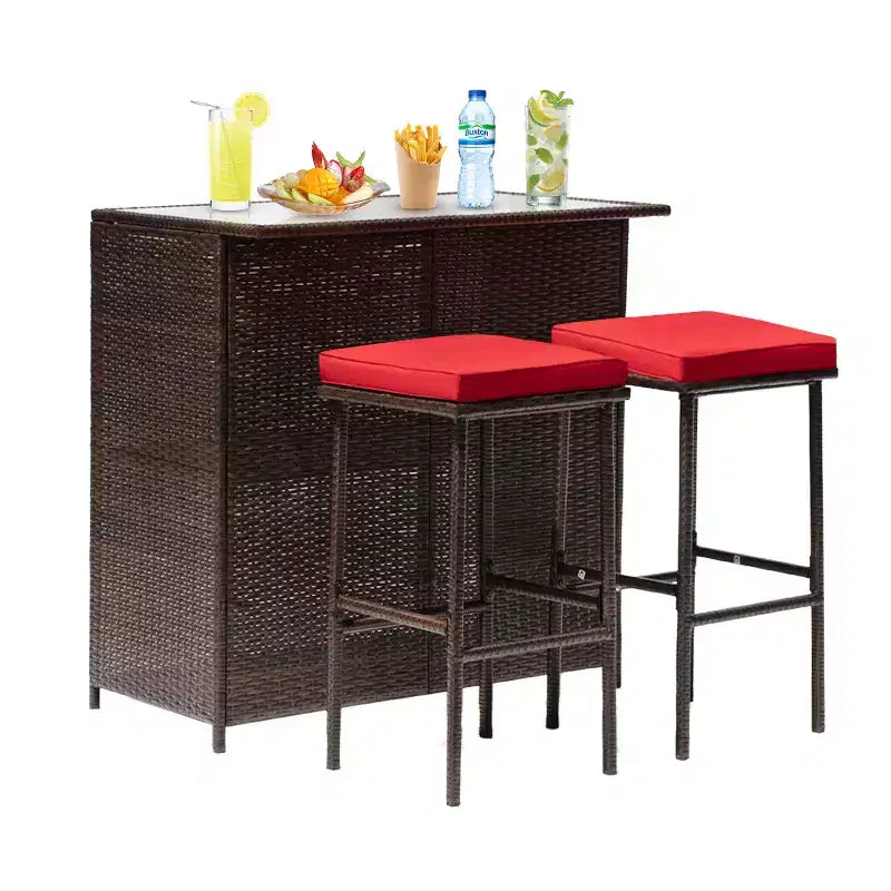 BestMassage Wicker Patio Furniture 3 Piece Rattan Table and Chairs