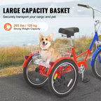 VEVOR Folding Adult Tricycle, 20-Inch 7-Speed Adult Folding Trikes, Carbon Steel 3 Wheel Cruiser Bike with Large Basket & Adjustable Seat