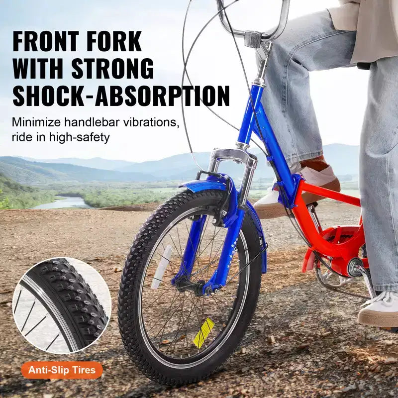 VEVOR Folding Adult Tricycle, 20-Inch 7-Speed Adult Folding Trikes, Carbon Steel 3 Wheel Cruiser Bike with Large Basket & Adjustable Seat