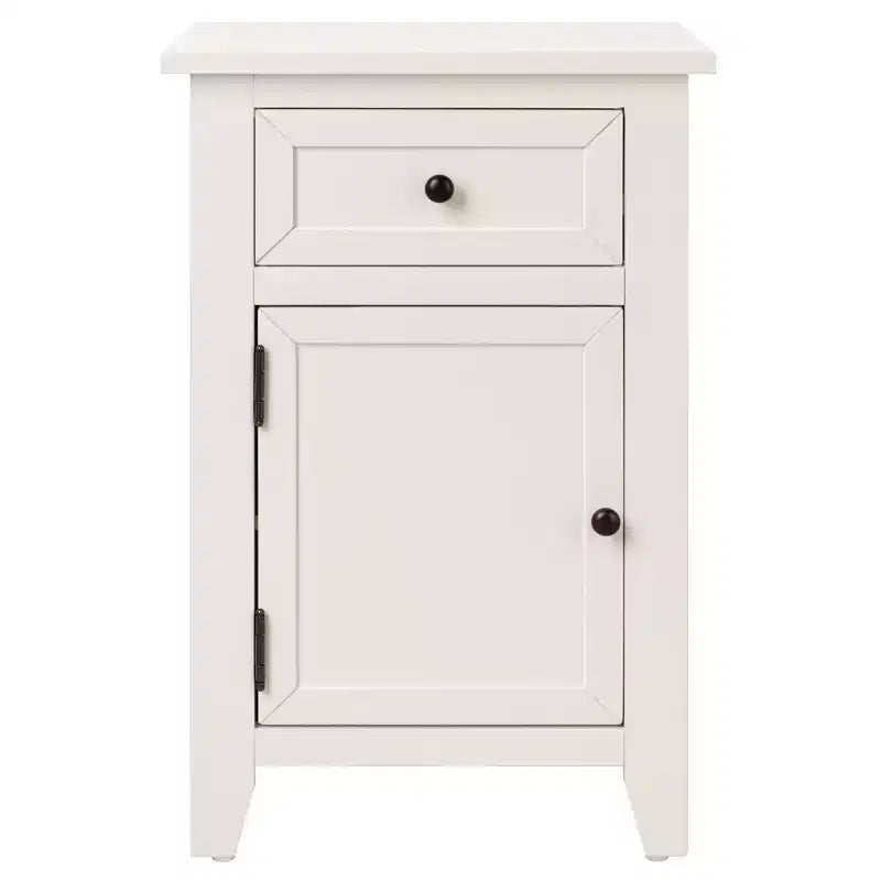 eHemco X-Side Wood Nightstand Side Table End Table with 1 Drawer and 1 Door Storage Cabinet
