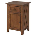 eHemco X-Side Wood Nightstand Side Table End Table with 1 Drawer and 1 Door Storage Cabinet