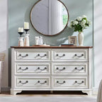 SinCiDo 6 Drawers Dresser for Bedroom, Farmhouse Wood Rustic Chest of Drawers, 54 W Vintage Dressers for Living Room