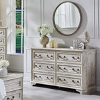 SinCiDo 6 Drawers Dresser for Bedroom, Farmhouse Wood Rustic Chest of Drawers, 54 W Vintage Dressers for Living Room
