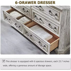 SinCiDo 6 Drawers Dresser for Bedroom, Farmhouse Wood Rustic Chest of Drawers, 54 W Vintage Dressers for Living Room
