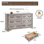 SinCiDo 6 Drawers Dresser for Bedroom, Farmhouse Wood Rustic Chest of Drawers, 54 W Vintage Dressers for Living Room
