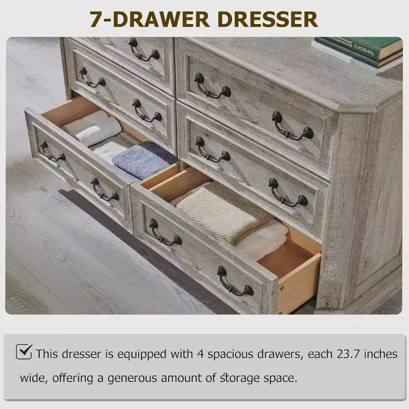 SinCiDo 6 Drawers Dresser for Bedroom, Farmhouse Wood Rustic Chest of Drawers, 54 W Vintage Dressers for Living Room