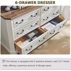SinCiDo 6 Drawers Dresser for Bedroom, Farmhouse Wood Rustic Chest of Drawers, 54 W Vintage Dressers for Living Room