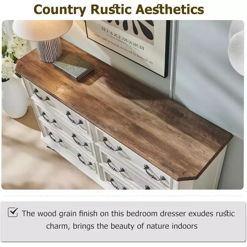 SinCiDo 6 Drawers Dresser for Bedroom, Farmhouse Wood Rustic Chest of Drawers, 54 W Vintage Dressers for Living Room
