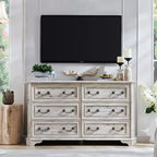 SinCiDo 6 Drawers Dresser for Bedroom, Farmhouse Wood Rustic Chest of Drawers, 54 W Vintage Dressers for Living Room