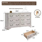 SinCiDo 6 Drawers Dresser for Bedroom, Farmhouse Wood Rustic Chest of Drawers, 54 W Vintage Dressers for Living Room