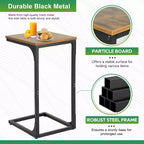 FDW C-Shaped End Table 24in Side Table with Metal Frame for Living Room
