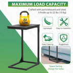 FDW C-Shaped End Table 24in Side Table with Metal Frame for Living Room