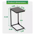FDW C-Shaped End Table 24in Side Table with Metal Frame for Living Room