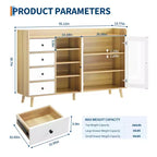 55 Modern Buffet Cabinet  Coffee Bar Station, Adjustable Shelves & Glass Doors for Kitchen/Dining Room