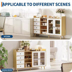 55 Modern Buffet Cabinet  Coffee Bar Station, Adjustable Shelves & Glass Doors for Kitchen/Dining Room