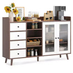 55 Modern Buffet Cabinet  Coffee Bar Station, Adjustable Shelves & Glass Doors for Kitchen/Dining Room