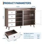 55 Modern Buffet Cabinet  Coffee Bar Station, Adjustable Shelves & Glass Doors for Kitchen/Dining Room