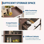 55 Modern Buffet Cabinet  Coffee Bar Station, Adjustable Shelves & Glass Doors for Kitchen/Dining Room