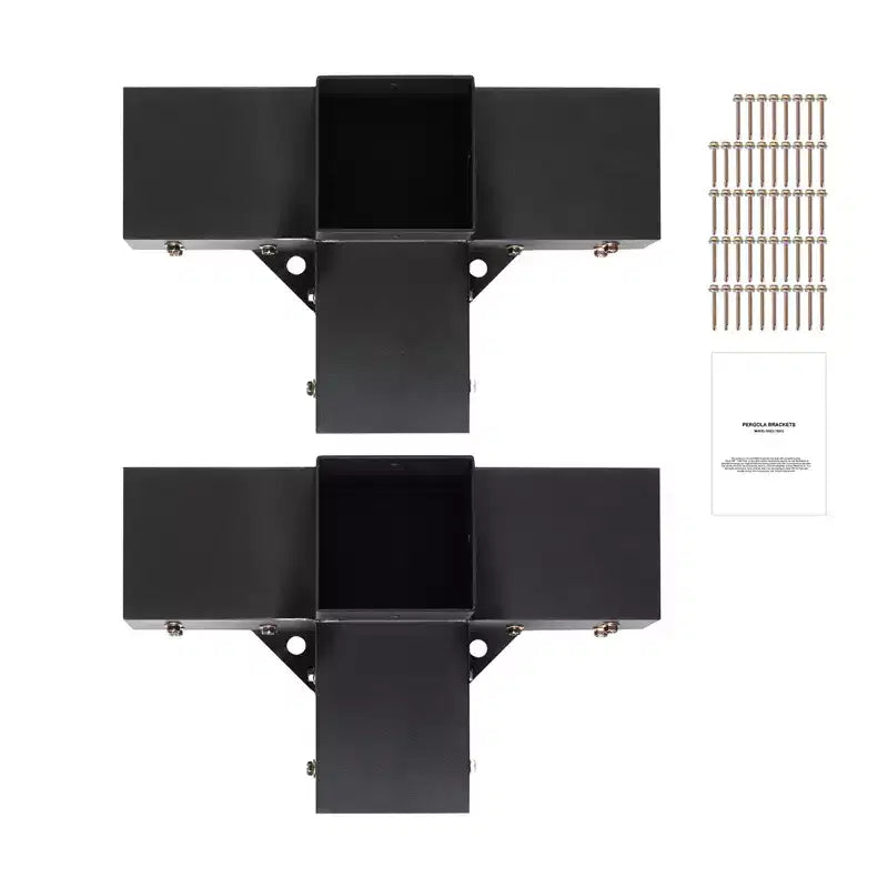 VEVOR Pergola Bracket Kit 4''x4''(Inner Size 3.6x3.6), 2pcs 4-Way Heavy Duty Corner Bracket Woodworks DIY Post Base Kit