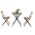 BestMassage 3 Piece Bistro Set Folding Chairs Table with Weather-Resistant Wood, Brown