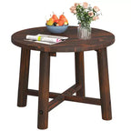 Costway 1/2 PCS Outdoor Side Table with Solid Wood Structure Small Round Coffee Table for Garden