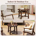 Costway 1/2 PCS Outdoor Side Table with Solid Wood Structure Small Round Coffee Table for Garden