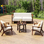 Costway 1/2 PCS Outdoor Side Table with Solid Wood Structure Small Round Coffee Table for Garden