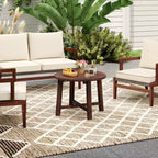 Costway 1/2 PCS Outdoor Side Table with Solid Wood Structure Small Round Coffee Table for Garden