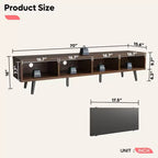 Bestier Mid-Century Modern TV Stand for 80 Inch TV,, 70 Entertainment Center with Sliding Doors for Living Room, Walnut