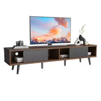 Bestier Mid-Century Modern TV Stand for 80 Inch TV,, 70 Entertainment Center with Sliding Doors for Living Room, Walnut