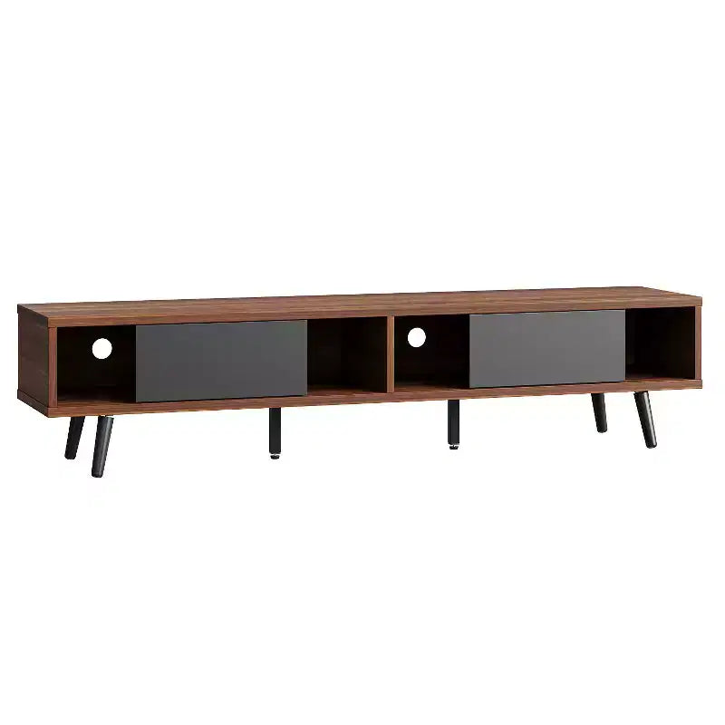 Bestier Mid-Century Modern TV Stand for 80 Inch TV,, 70 Entertainment Center with Sliding Doors for Living Room, Walnut
