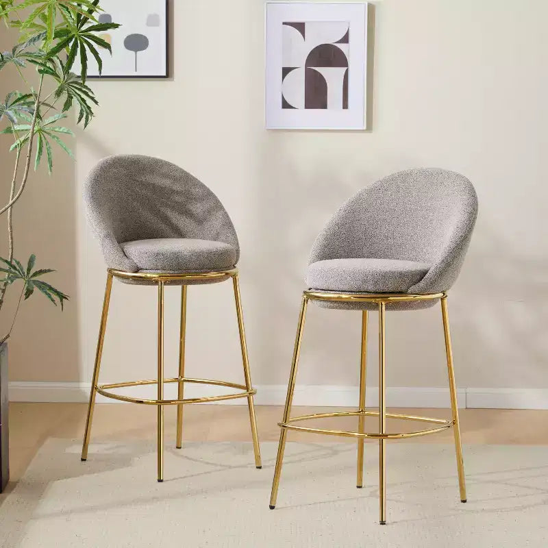 Christopher Knight Home Manlio Indoor Metal Frame Upholstered Barstools with Curved Backrest (Set of 2)