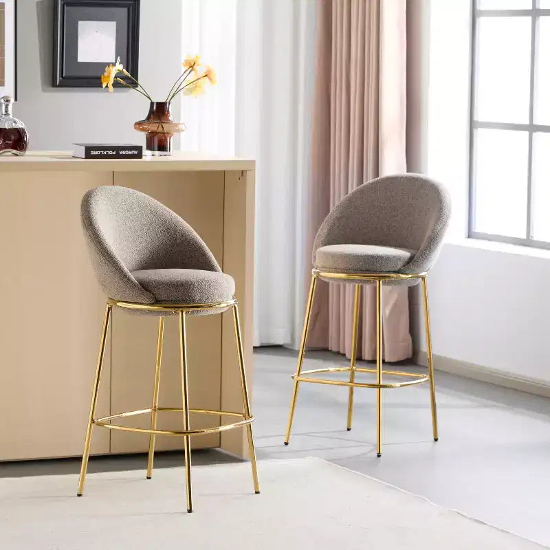 Christopher Knight Home Manlio Indoor Metal Frame Upholstered Barstools with Curved Backrest (Set of 2)