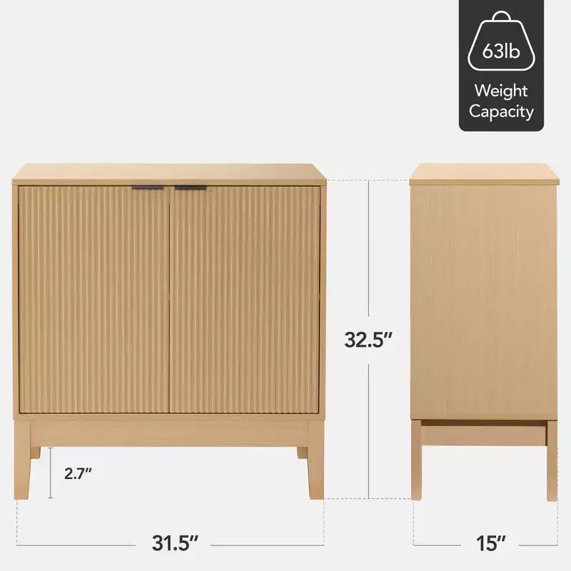 Best Choice Products 2-Door Reeded Storage Cabinet w/ Soft-Close Doors, Multipurpose Accent Furniture