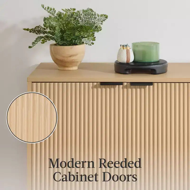 Best Choice Products 2-Door Reeded Storage Cabinet w/ Soft-Close Doors, Multipurpose Accent Furniture