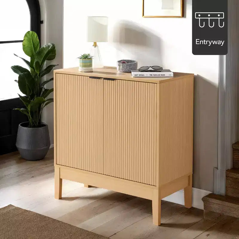 Best Choice Products 2-Door Reeded Storage Cabinet w/ Soft-Close Doors, Multipurpose Accent Furniture