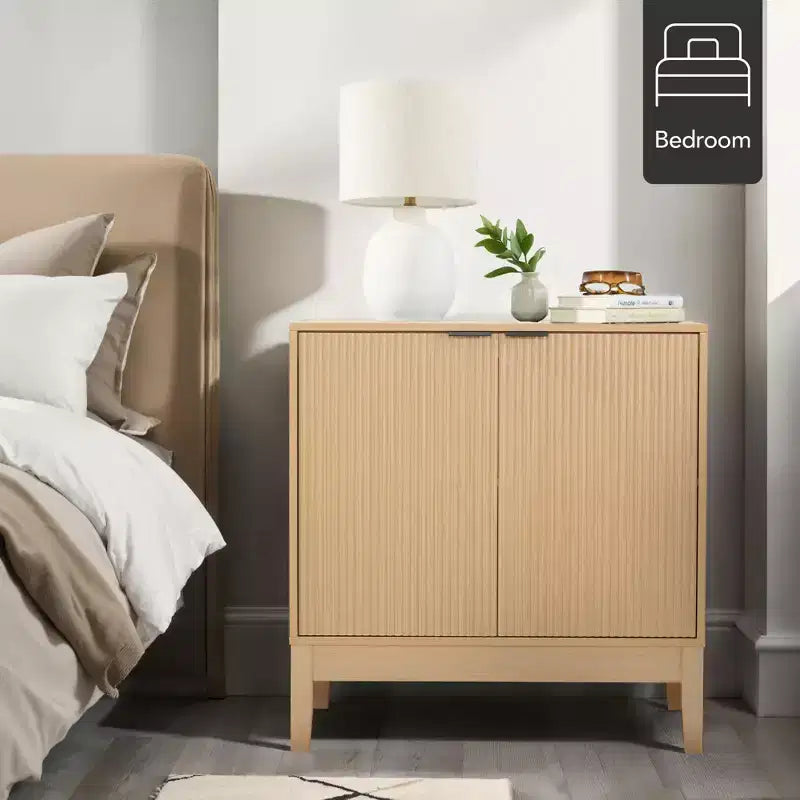 Best Choice Products 2-Door Reeded Storage Cabinet w/ Soft-Close Doors, Multipurpose Accent Furniture