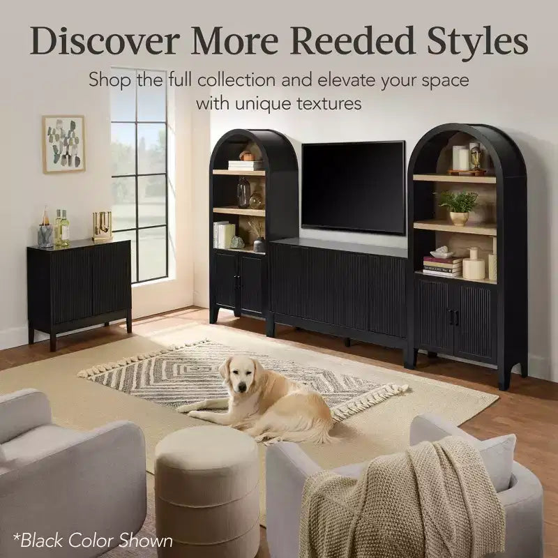 Best Choice Products 2-Door Reeded Storage Cabinet w/ Soft-Close Doors, Multipurpose Accent Furniture